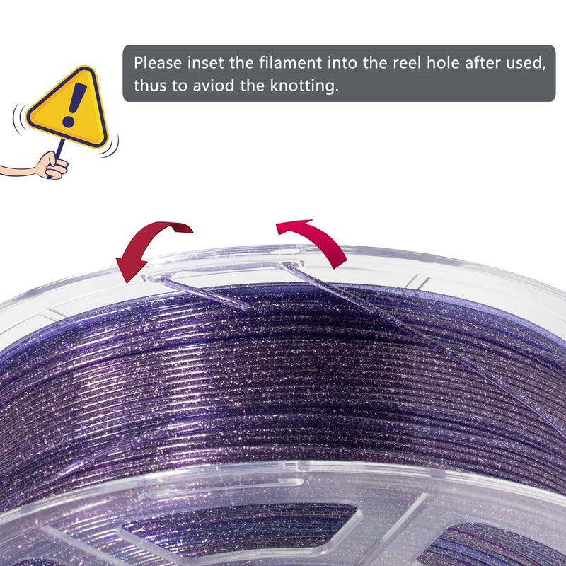 iSANMATE 3D Printer Filament Clear PLA, Multicolor Transparent Transition Glitter Filament, Gradient Purple Blue Multicolor PLA Filament, 3D Printing Filament 1KG/2.2lb, Blue Violet Galactic - Image 5