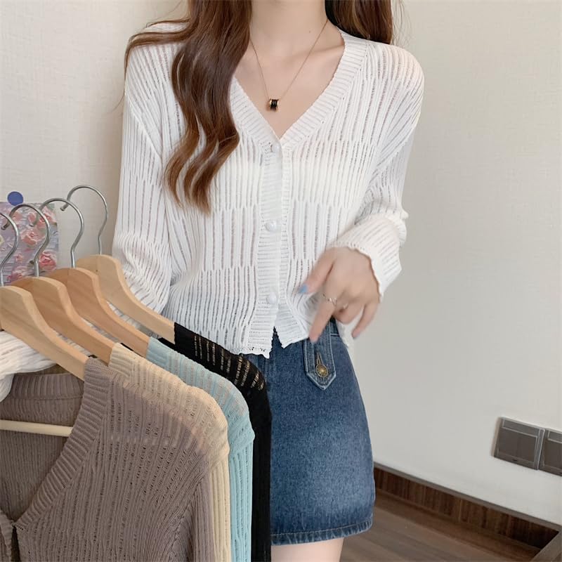 ICW Women's Knitted Ribbed Cardigan Long-Sleeve V-Neck Button-Up Shrug Jacket Top Dn85 (in, Alpha, S, Regular, Beige) - Image 5