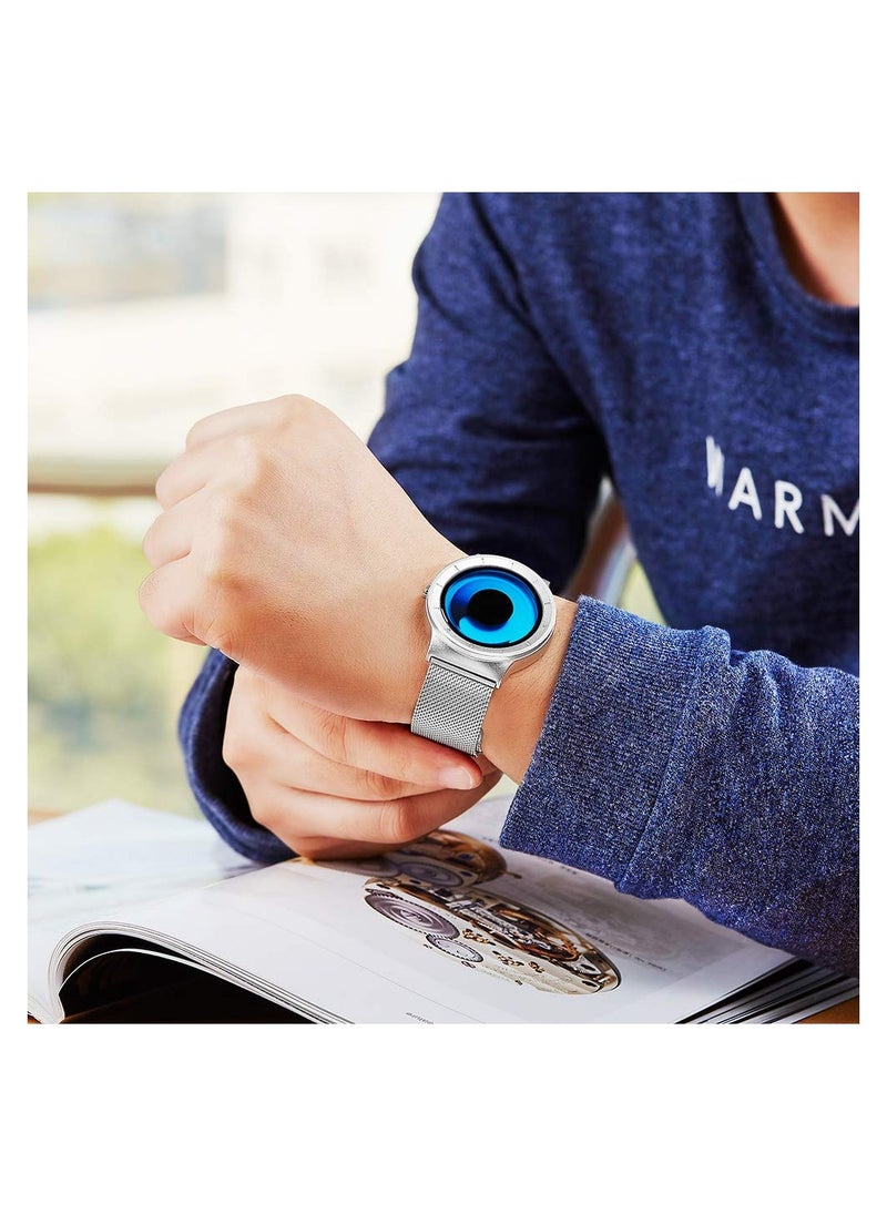 Excefore - Unusual Swirl Dial Men's Watch Fashion Original Design Stainless Steel Mesh Band Quirky Novelty Creative Wristwatch - Image 1
