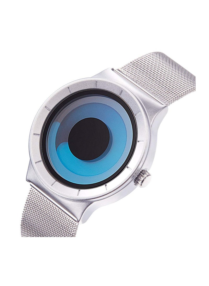 Excefore - Unusual Swirl Dial Men's Watch Fashion Original Design Stainless Steel Mesh Band Quirky Novelty Creative Wristwatch - Image 1