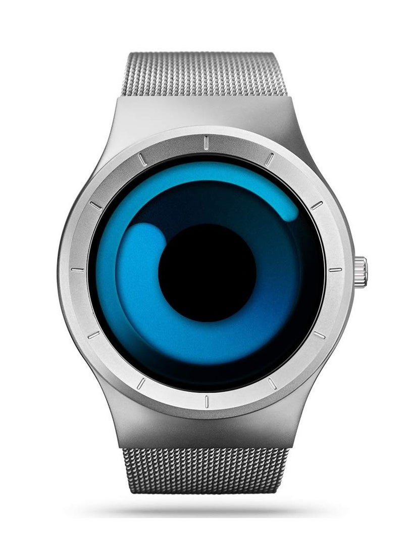 Excefore - Unusual Swirl Dial Men's Watch Fashion Original Design Stainless Steel Mesh Band Quirky Novelty Creative Wristwatch - Image 1