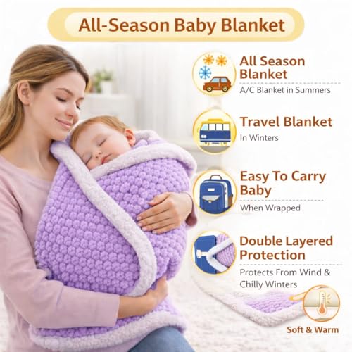 First Kick Premium Baby Blanket 100×75 cm – Ultra Soft Flannel Sherpa Newborn Blanket for Winter, AC, Stroller, Crib, Travel (0-12 Months) - Image 2