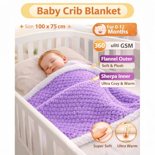 First Kick Premium Baby Blanket 100×75 cm – Ultra Soft Flannel Sherpa Newborn Blanket for Winter, AC, Stroller, Crib, Travel (0-12 Months) - Image 3