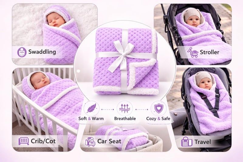 First Kick Premium Baby Blanket 100×75 cm – Ultra Soft Flannel Sherpa Newborn Blanket for Winter, AC, Stroller, Crib, Travel (0-12 Months) - Image 4