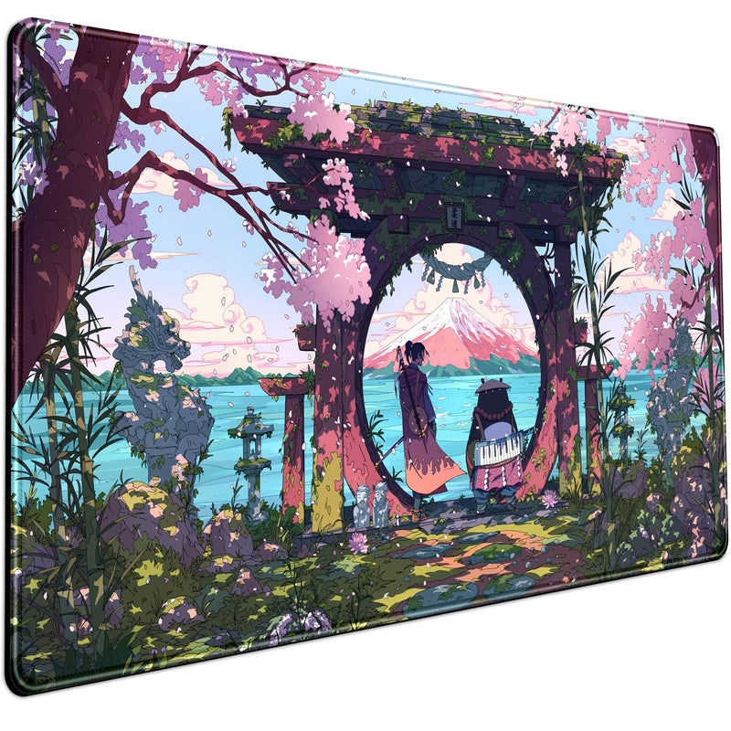 Pink Japan Desk Pad Anime Gaming Green Mouse Pad Large Mouse Pad For Desk Computer Pc Laptop Office Decor For Women Anime Mouse Keyboard Pad Stitched Edges NonSlip Rubber Mat Desk Pad 315x157 In