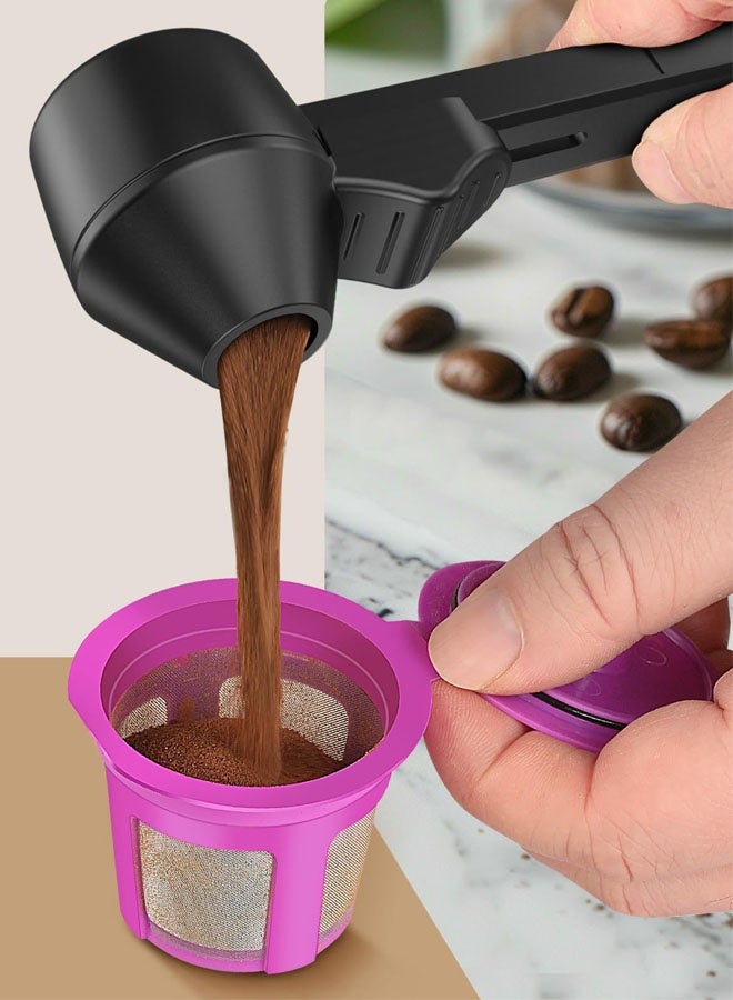 Coffee Scoop & Funnel for Reusable K Cup Refillable Coffee Pods: 2 Tablespoon Coffee Measuring Scoop - Easy Slide Scoop for Ground Coffee, Protein Powder, Tea without Spilling - Image 1