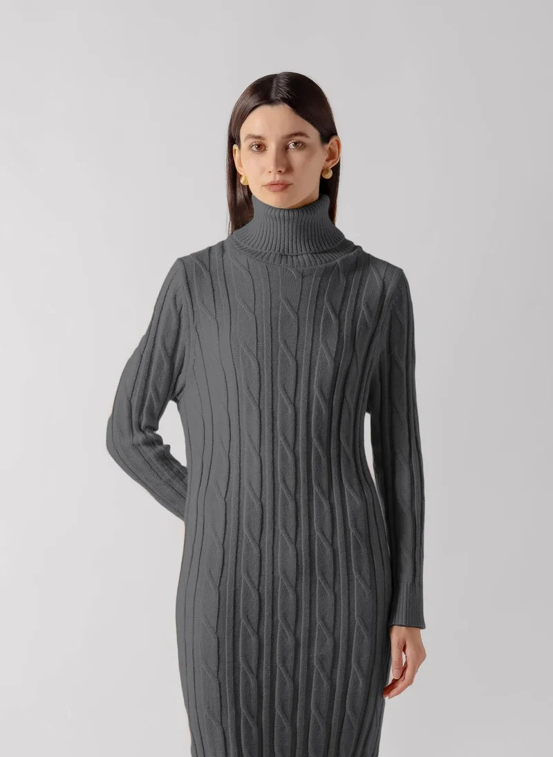 شايبس RIBBED TURTLENECK KNIT MAXI DRESS