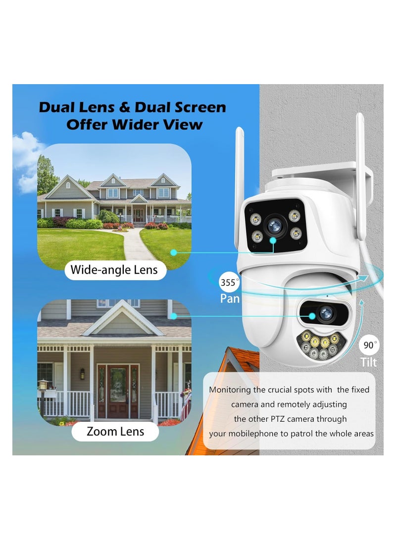 SYOSI Security Cameras Outdoor 6MP Dual Lens PTZ WiFi Outside Camera Wired for Home Motion Detection Human Tracking Color Night SD/Cloud Storage IP66 Waterproof 2-Way Talk 24/7 Recording  - Image 2