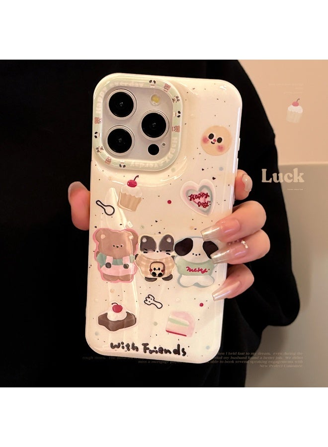 NIBEMINENT The Three Little Ones Who Hug Each Other’s Shoulders Protective TPU Case Cover For iPhone 16, White