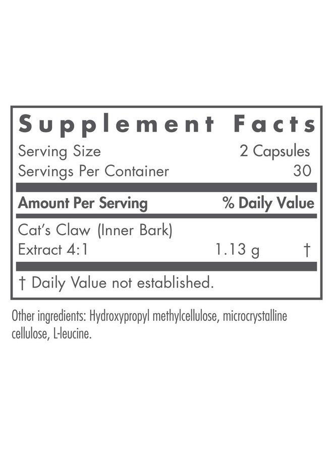 Nutricology Cat Claw Inner Bark Extract Immune Support 60 Vegetarian Capsules  - Image 3