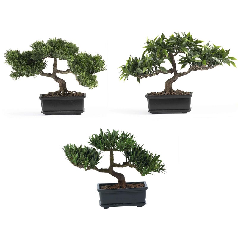 Nearly Natural Nearly Natural 12in Bonsai Silk Plant Collection Set of 3 
