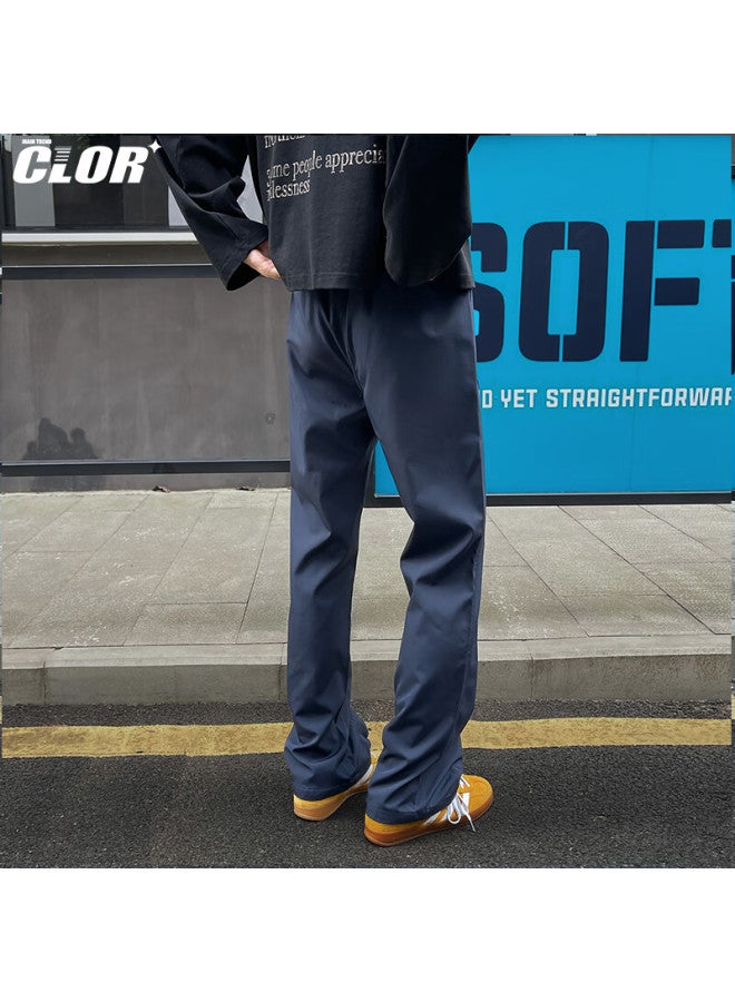 Clor Men's American Style Micro Flare Pants Autumn Winter Outdoor Straight Cut Casual Sports Tactical Pants Cl91 Navy XL - Image 2