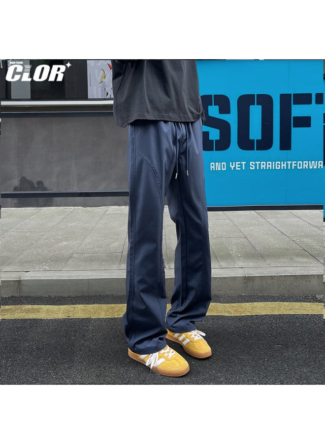 Clor Men's American Style Micro Flare Pants Autumn Winter Outdoor Straight Cut Casual Sports Tactical Pants Cl91 Navy XL - Image 1