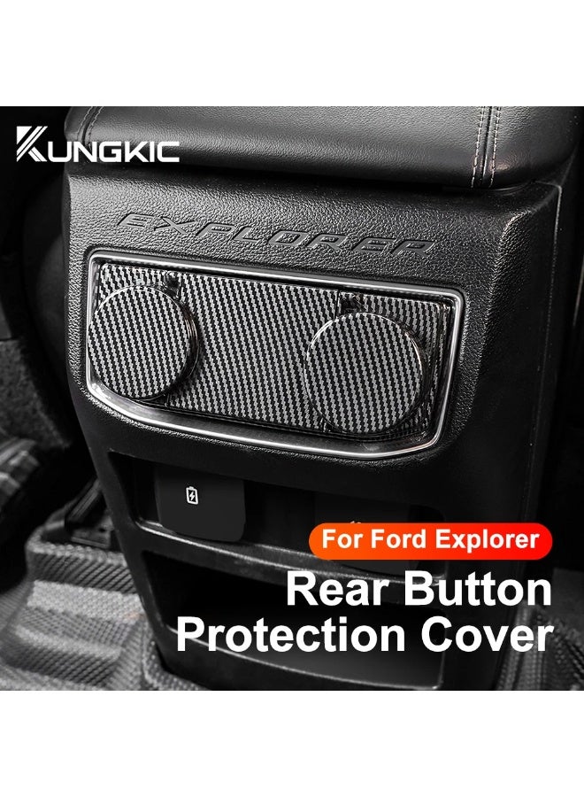 KUNGKIC Car Rear AC Button Protection Carbon Fiber Style Cover For Ford Explorer 2020 2021 2022 2023 ABS Trim Internal Auto Accessories - Image 5