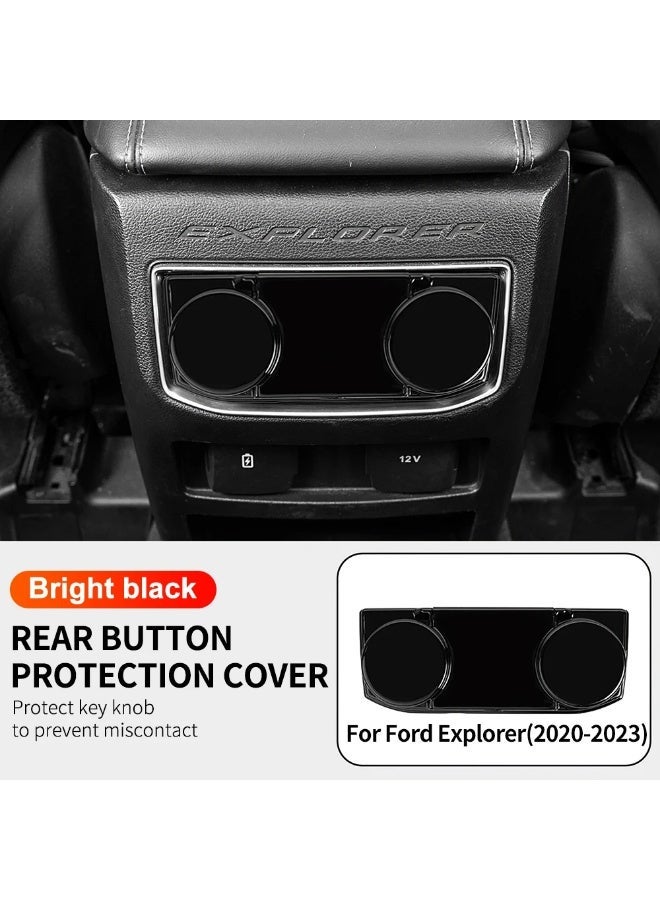 KUNGKIC Car Rear AC Button Protection Carbon Fiber Style Cover For Ford Explorer 2020 2021 2022 2023 ABS Trim Internal Auto Accessories - Image 1