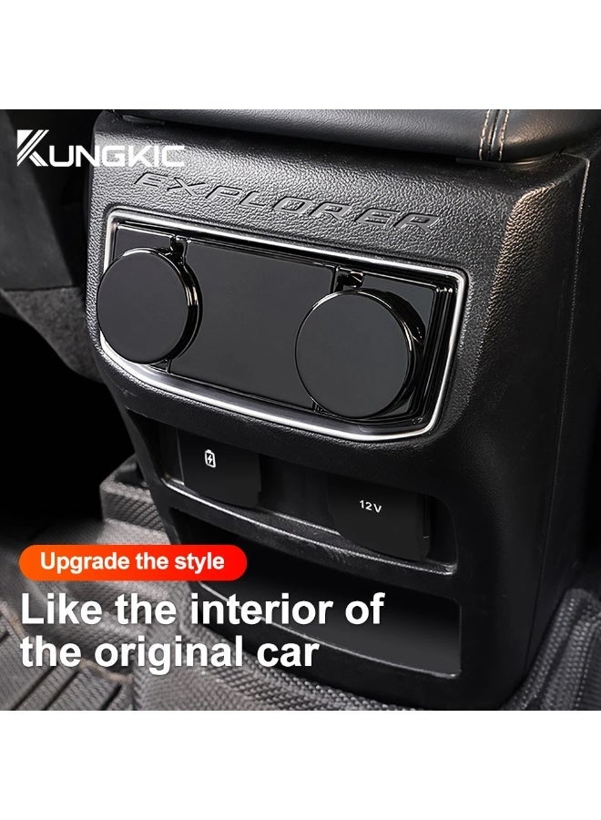 KUNGKIC Car Rear AC Button Protection Carbon Fiber Style Cover For Ford Explorer 2020 2021 2022 2023 ABS Trim Internal Auto Accessories - Image 2