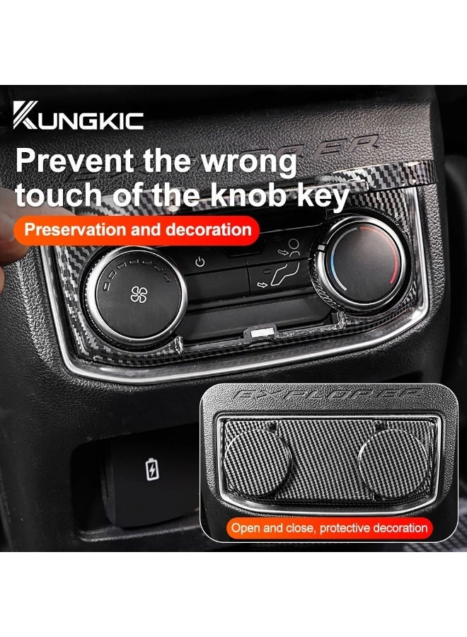 KUNGKIC Car Rear AC Button Protection Carbon Fiber Style Cover For Ford Explorer 2020 2021 2022 2023 ABS Trim Internal Auto Accessories - Image 3