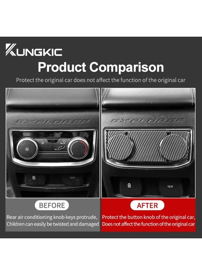 KUNGKIC Car Rear AC Button Protection Carbon Fiber Style Cover For Ford Explorer 2020 2021 2022 2023 ABS Trim Internal Auto Accessories - Image 4