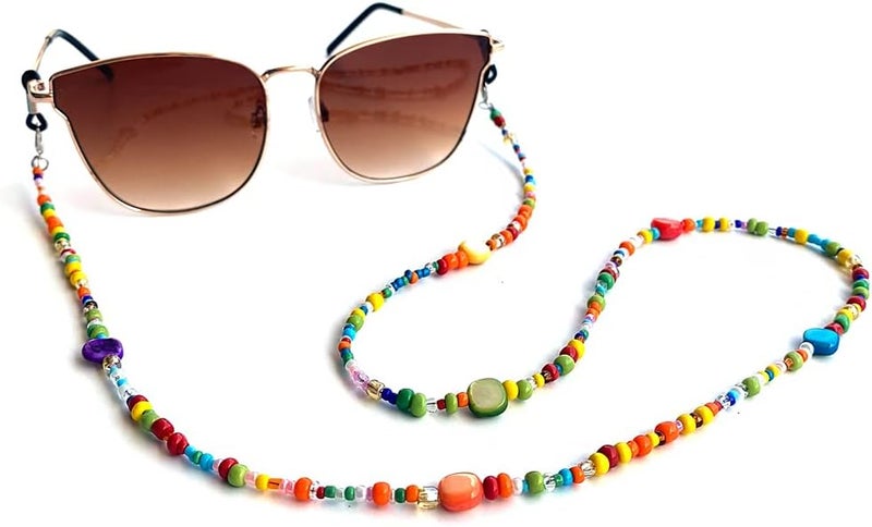Decker Colorful Bead Women’s eyeglass chain eyewear retainer Mask Holder Reading glass Necklace Lanyard (Rainbow Beads) - Image 3