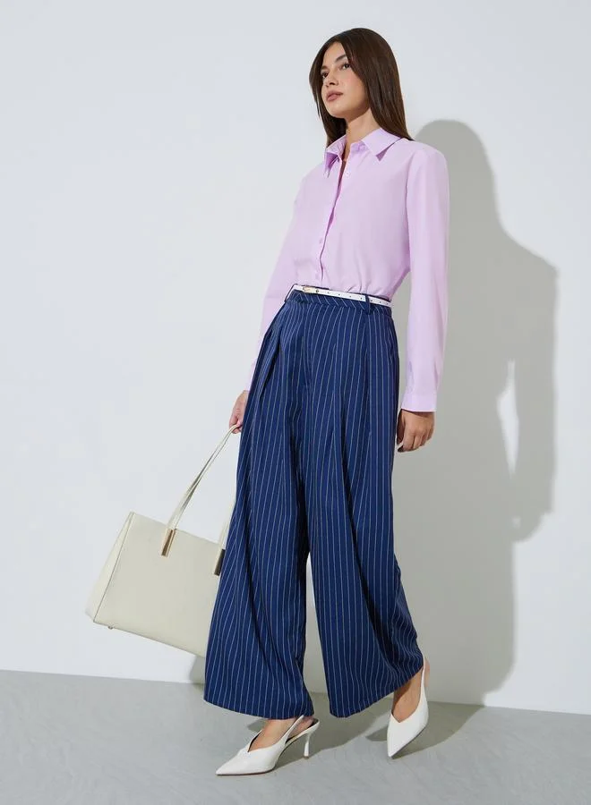 ستايلي Purple Solid Regular Fit Long Sleeve Shirt