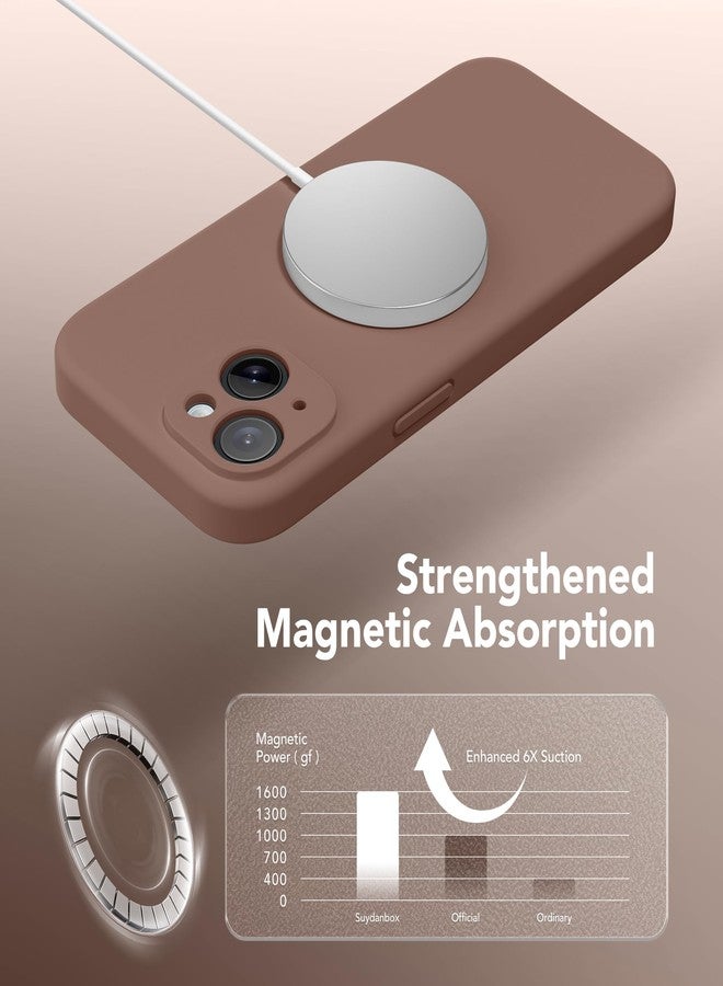 SuydanBox Magnetic for iPhone 14 Case, Compatible with MagSafe, [Full Camera Protection][Screen Protector] Silicone Shockproof Protective Phone Case for iPhone 14 6.1 inch, Brown - Image 5