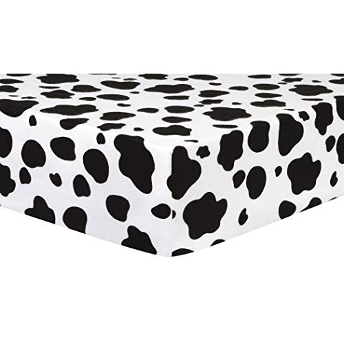 Trend Lab Cow Print Deluxe Flannel Fitted Crib Sheet-Cow Print, Cotton Flannel, Black, White, Fully Elasticized, 10 in Deep Pockets, Fits Standard Crib Mattress 28 in x 52 in - Image 4