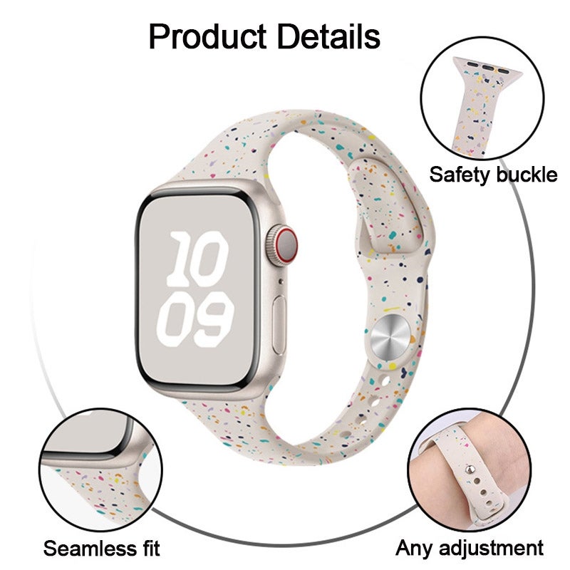 erorex For Apple Watch Series 10 42Mm Slim Style Colorful Dots Silicone Watch Band(Pink Sand) - Image 3