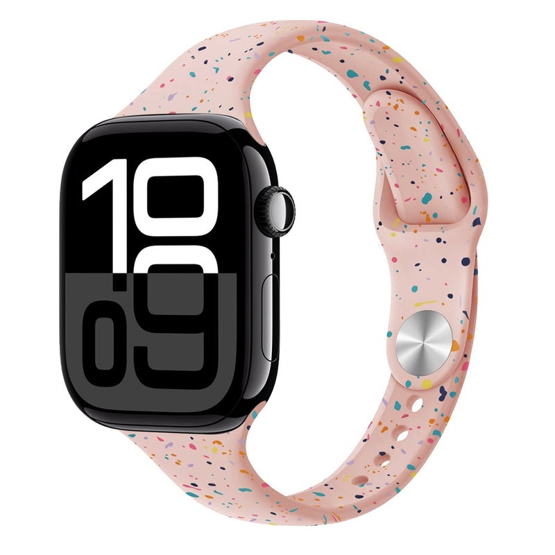 erorex For Apple Watch Series 10 42Mm Slim Style Colorful Dots Silicone Watch Band(Pink Sand) - Image 1