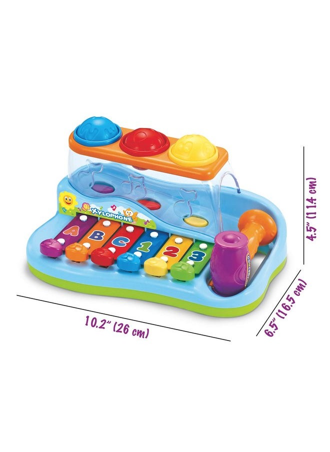 Stone and Clark - Pop 'N Play Pound a Ball Toy for Toddlers 1-3 - Xylophone Baby Musical Toy Play Station - 6 Piano Keys, Colorful Balls, Exciting Hammer Toy - Fun to Play, Learn & Develop Fine Motor Skills - Image 1