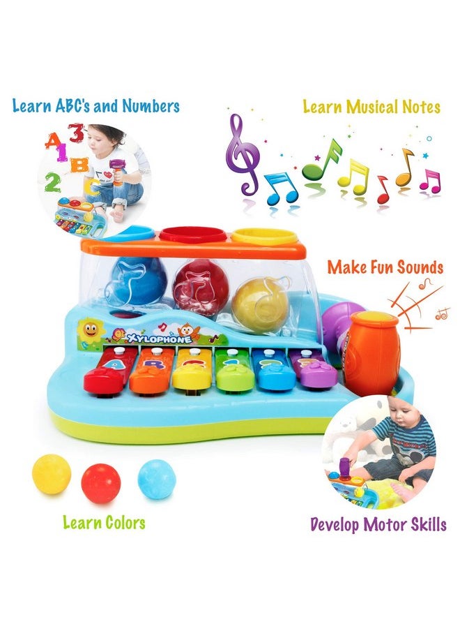 Stone and Clark - Pop 'N Play Pound a Ball Toy for Toddlers 1-3 - Xylophone Baby Musical Toy Play Station - 6 Piano Keys, Colorful Balls, Exciting Hammer Toy - Fun to Play, Learn & Develop Fine Motor Skills - Image 1
