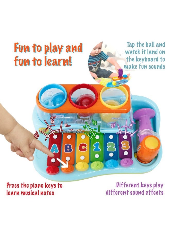 Stone and Clark - Pop 'N Play Pound a Ball Toy for Toddlers 1-3 - Xylophone Baby Musical Toy Play Station - 6 Piano Keys, Colorful Balls, Exciting Hammer Toy - Fun to Play, Learn & Develop Fine Motor Skills - Image 1
