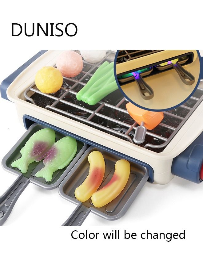 DUNISO 43Pcs Kids BBQ Grill Toy, Barbecue Kitchen Cooking Playset with Realistic Spray, Light & Sound, Color Changing Play Food & Dishes Toy, Pretend BBQ Accessories Set for Girls Boys Toddler - Image 5
