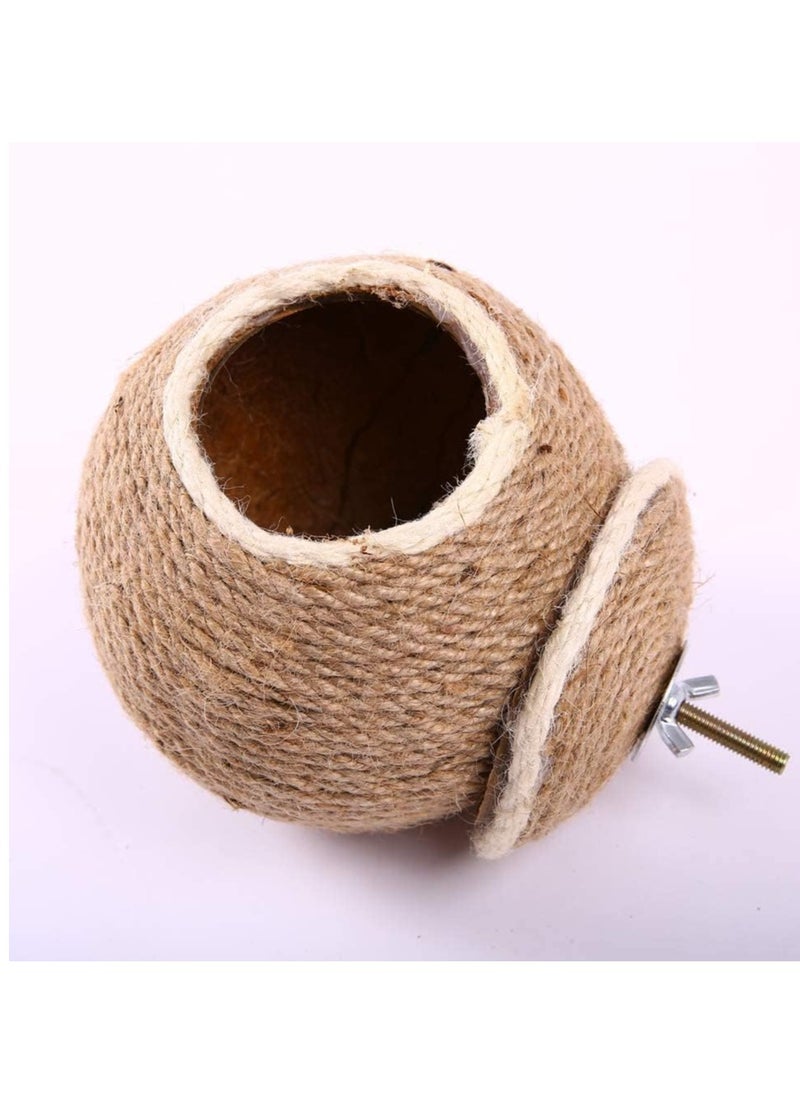 GUDOO - Straw Bird Nest Reusable Grass Woven Parakeet Breeding Cave Parrot Hatching House for Rabbit Bunny Dove Canary - Image 1