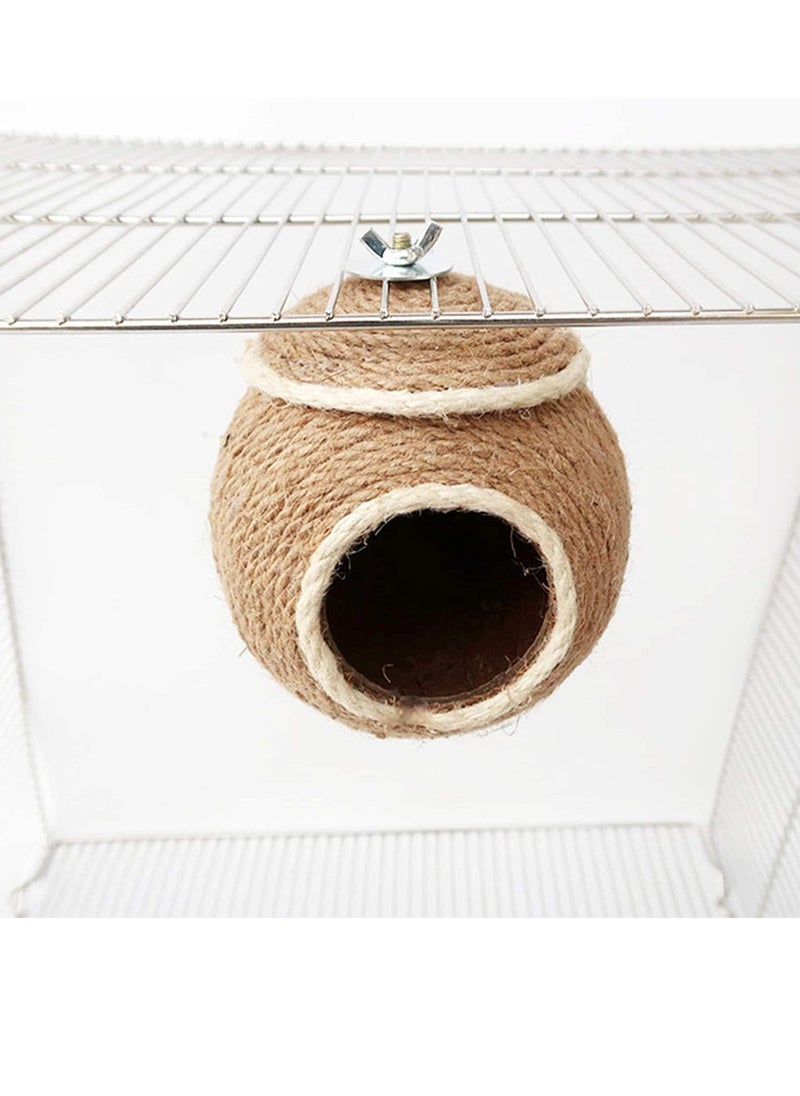 GUDOO - Straw Bird Nest Reusable Grass Woven Parakeet Breeding Cave Parrot Hatching House for Rabbit Bunny Dove Canary - Image 1