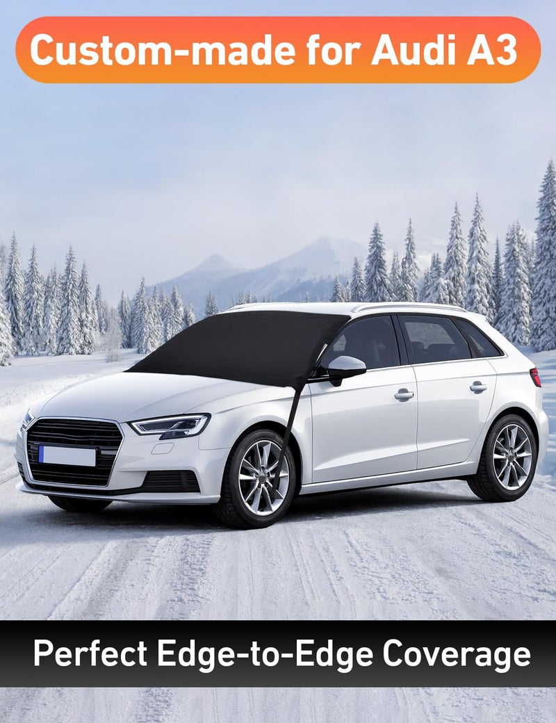EcoNour Car Snow Cover Compatible for Audi A3 A4 A5 A6 | Windshield Cover for Ice and Snow with S-Hook Straps | Heavy-Duty 600D Oxford Winter Car Cover, Waterproof & Anti-Slip - Image 2