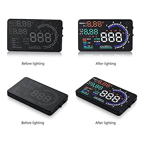 VGEBY 5.5'' HUD Head Display, Windshield Screen Projector Vehicle Speed, Hud Overspeed Alarm, Km/h MPH, OBDII/EUOBD Interface Plug Car Hud Screen - Image 2