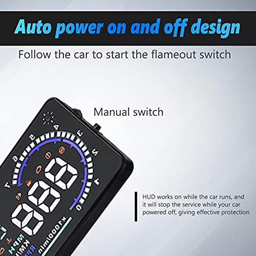 VGEBY 5.5'' HUD Head Display, Windshield Screen Projector Vehicle Speed, Hud Overspeed Alarm, Km/h MPH, OBDII/EUOBD Interface Plug Car Hud Screen - Image 4