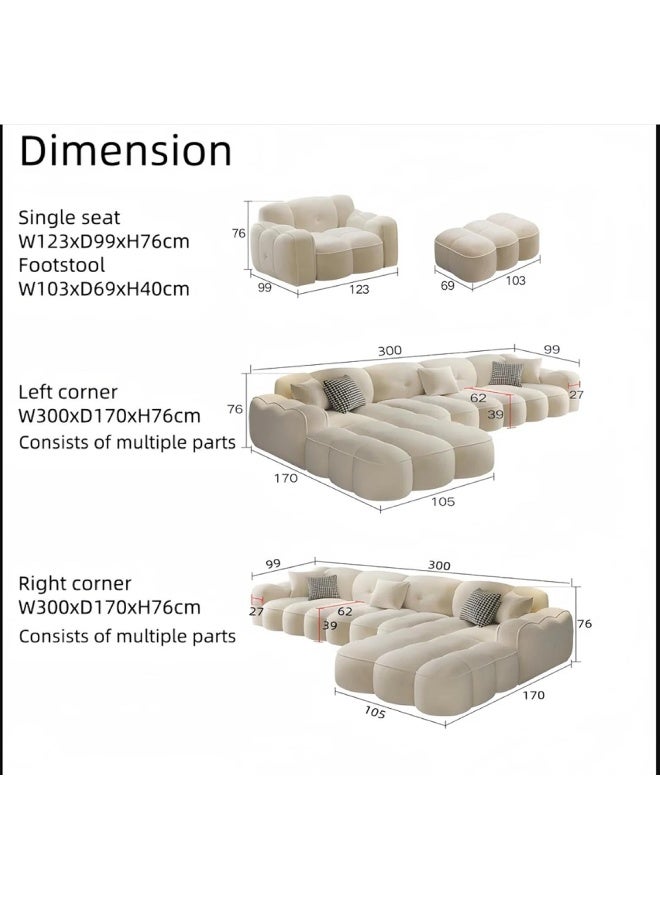 Generic Marshmallow Fabric Sofa  Cozy Overstuffed Design for Your Living Room Comfort (LEFT BED, L Shape With Chair)  - Image 2