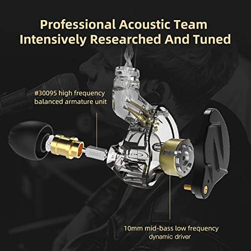 Kinboofi سماعات KZ ZSN PRO X HiFi داخل الأذن IEM، سماعات أذن 1BA 1DD، سماعات درامز مزدوجة السائقين للموسيقيين، سماعة ستيريو مع كابل C قابل للإزالة للكنيسة (بدون ميكروفون، أسود داكن) - Image 3