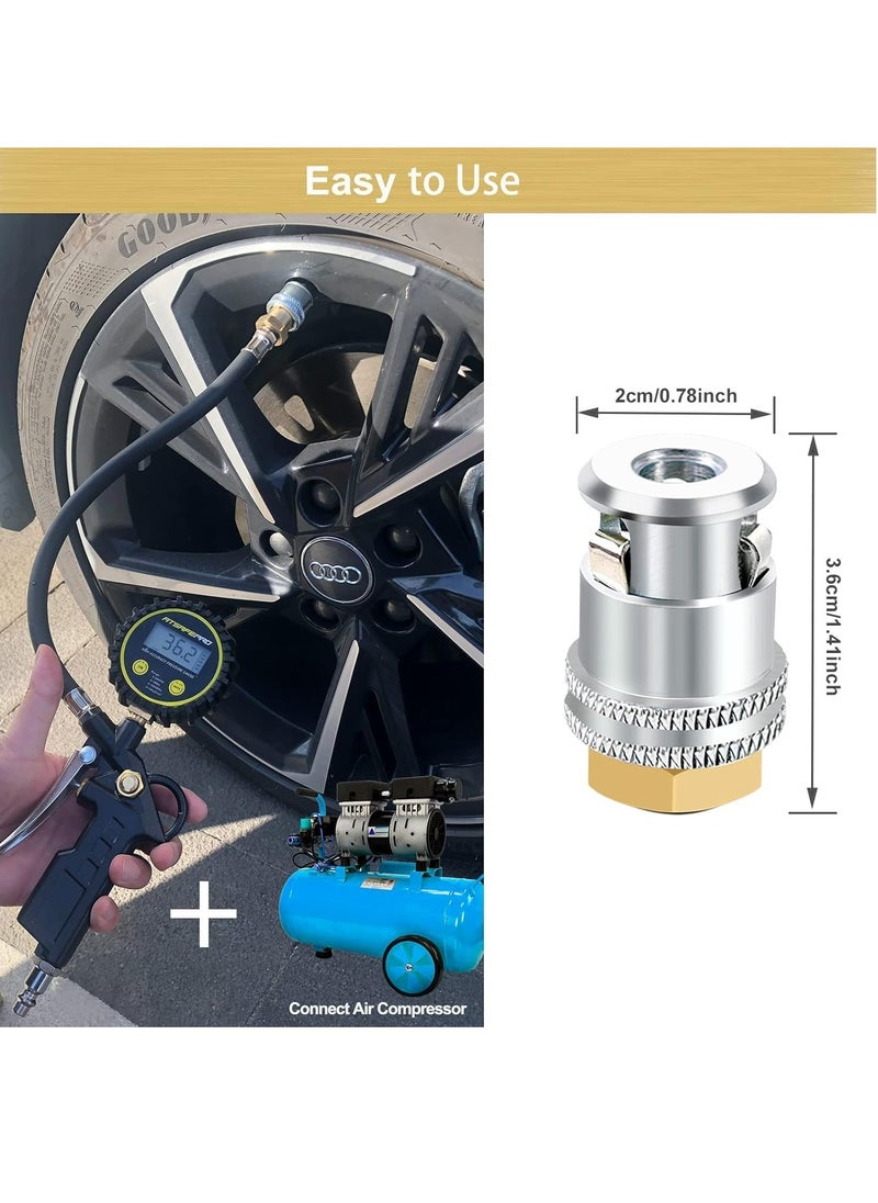 Oasisgalore 2 Pcs Lock On Air Chuck,1/4FNPT Closed Flow Brass Tire Chuck for Tire Inflator Gauge and Air Compressor  - Image 2