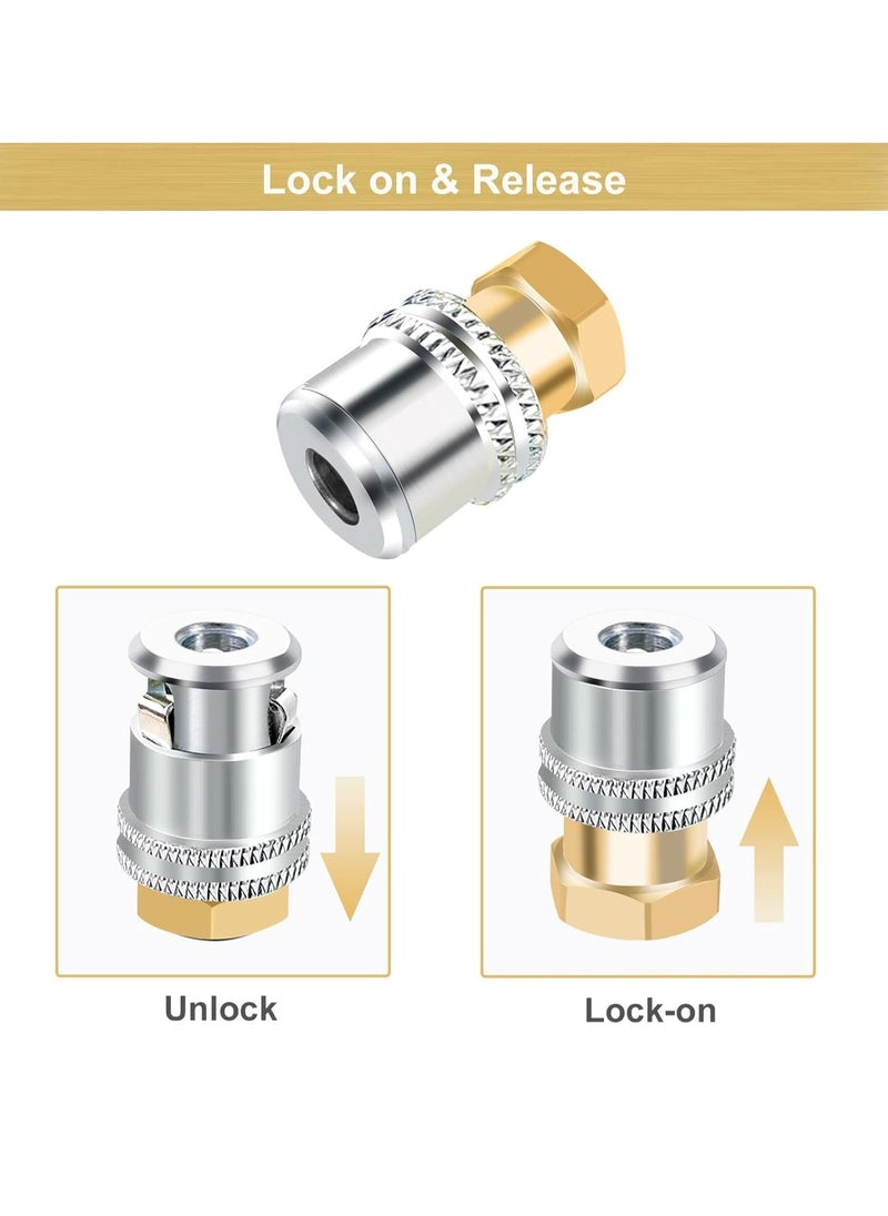 Oasisgalore 2 Pcs Lock On Air Chuck,1/4FNPT Closed Flow Brass Tire Chuck for Tire Inflator Gauge and Air Compressor  - Image 5