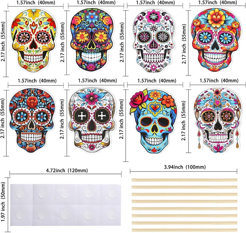 Ephlyn 32Pcs Halloween Skull Cupcake Toppers DIY Skull Cake Picks Halloween Horror Skull Cupcake Picks for Halloween Theme Baby Shower Party Cake Supplies Decoration - Image 2