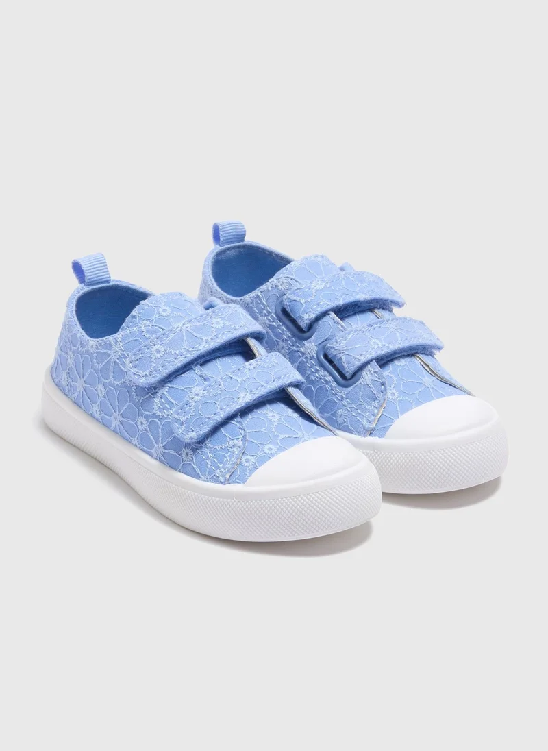 Matalan Girls Blue Broderie Trainers
