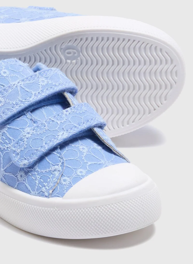Matalan Girls Blue Broderie Trainers