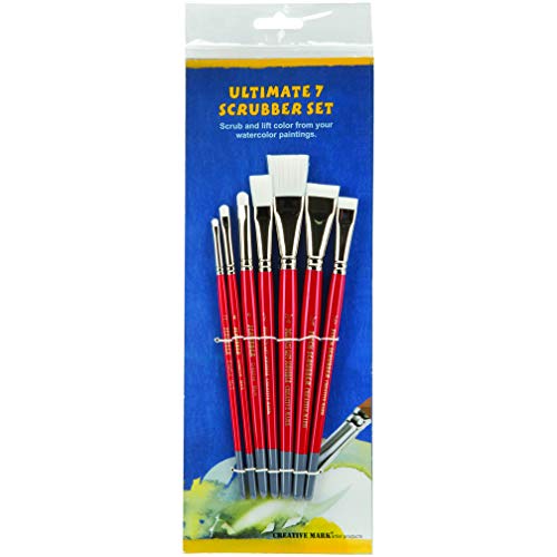 Creative Mark Scrubber Watercolor Brushes - Professional Watercolor Brushes for Scrubbing, Blotting, Re-Shaping Edges, and More! - Set of 7 - Image 1