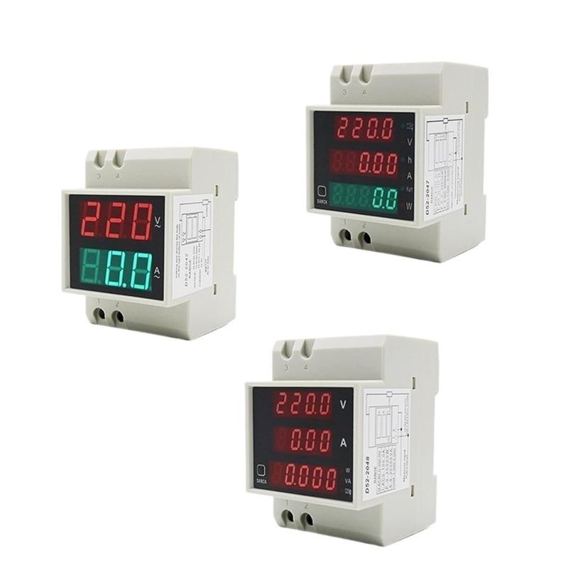 DIN-Rail Meter AC80-300V AC200-450V 100A Digital LED Voltage Current Active Power Factor Energy Meter Voltmeter(D52-2047,AC 200-450V) - Image 1