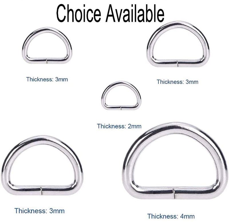 DIY Crafts DIY DIYC14684 Crafts Silver Heavy Duty Metal D Ring Non Welded DRings Pack of 5 Pcs Small Metalic Silver Colour  - Image 2