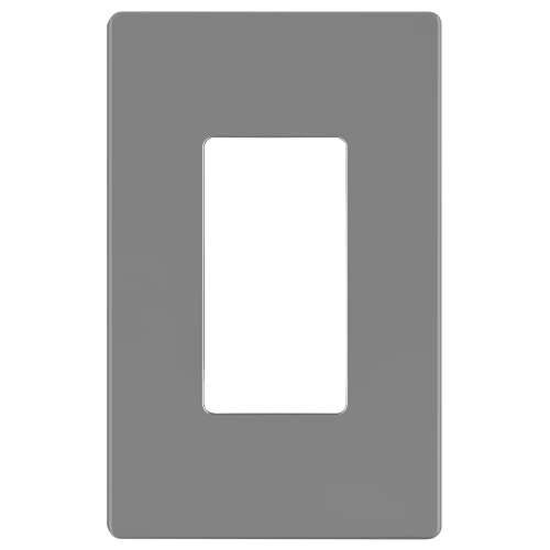 LIDER Matte Finish Decorator Switch Cover, Screwless Wall Plate, Mid-Size 1-Gang 4.88" x 3.11", Unbreakable Polycarbonate Thermoplastic, UL Listed, LSWP-31M-GY, Gray - Image 1
