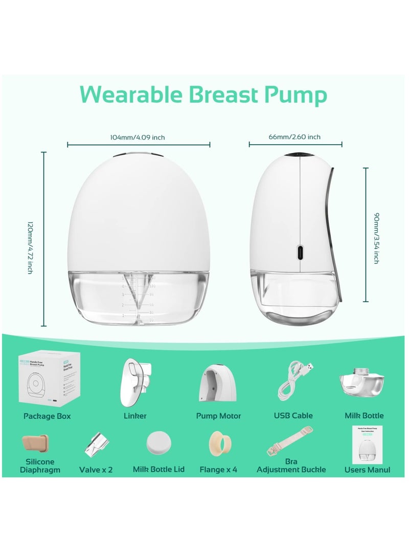 Wearable Breast Pump Hands Free, Portable Electric Double Breast Pump with 4 Modes And 9 Levels Adjustable Painless Strong Suction Power, LCD Display, Low Noise And Memory Function, 16-24mm, 1 Pack - Image 2