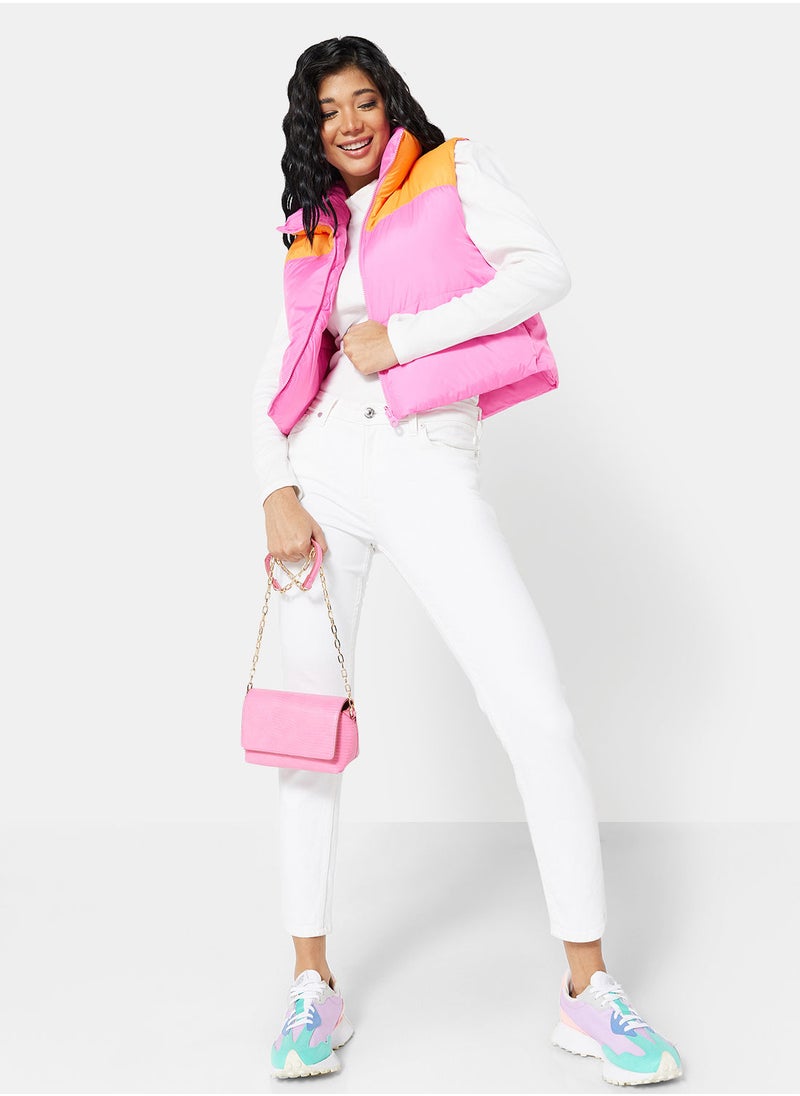 ONLY - Colourblock Zip Through Gilet - Image 1